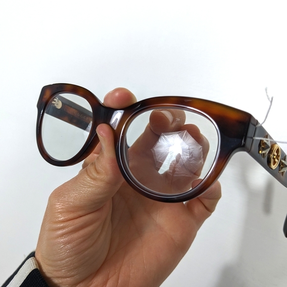 GUCCI Oval Acetate Glasses Frames Havana/Gold 48MM - Picture 2 of 6